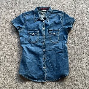 Banana Republic Cap-sleeve Stretch Denim Shirt